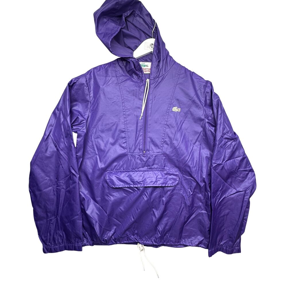 Vintage Alligator Lacoste Purple 1/2 Zip Anorak Hooded Windbreaker Jacket Small